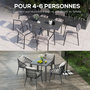 Voir la diapositive 4 : OUTSUNNY Table de jardin rectangulaire extensible 6 pers. alu métal dim. 80/160L x 80l x 75H cm gris