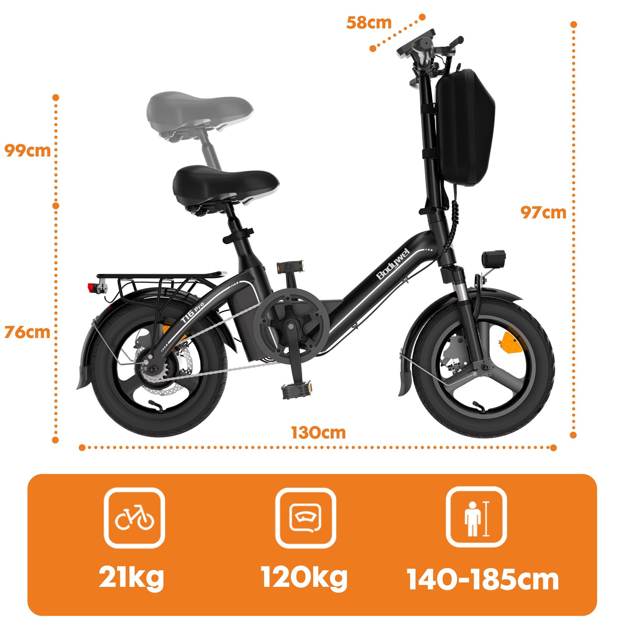 Voir la diapositive 3 : BODYWEL Mini vélo électrique bodywel t16 pro