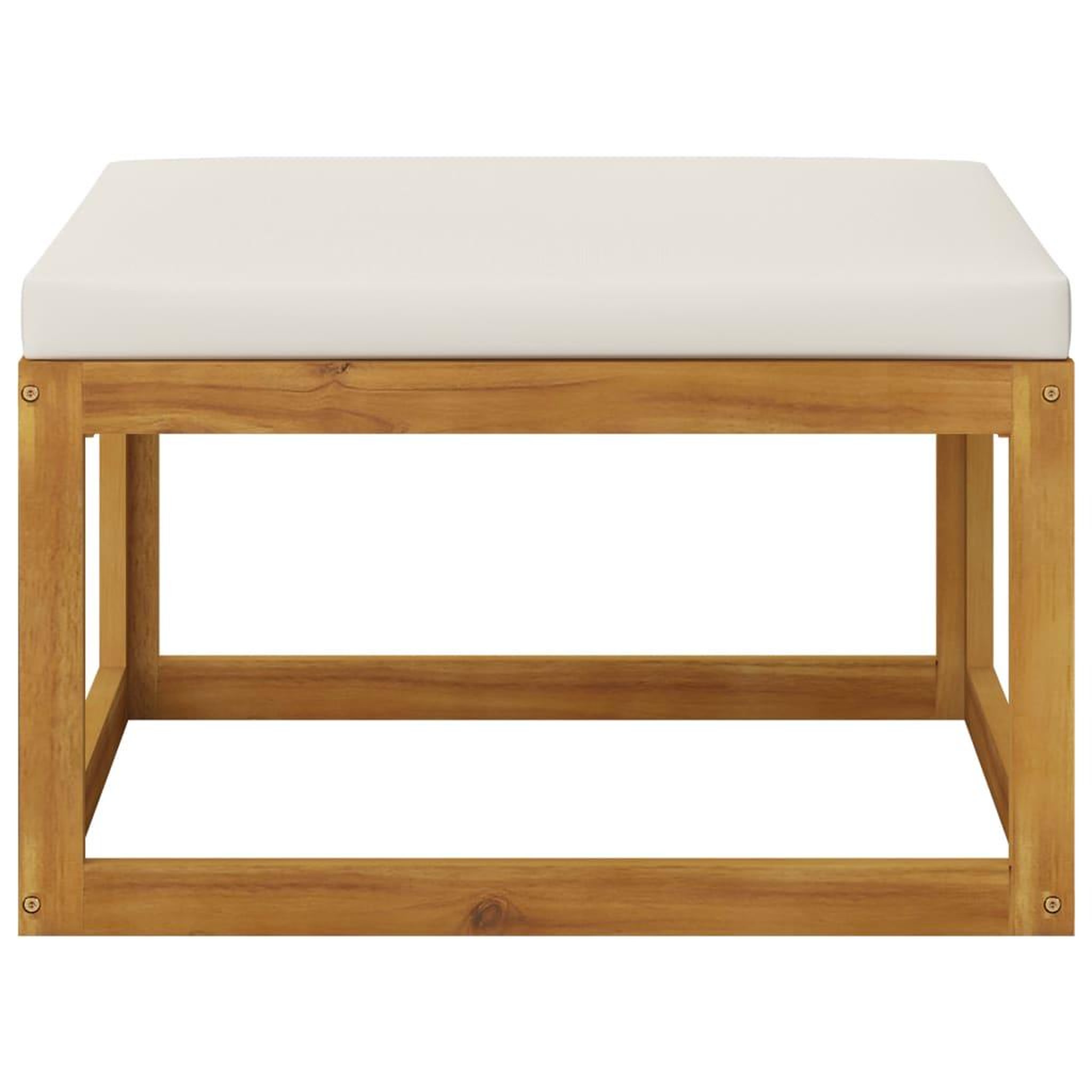 Voir la diapositive 3 : VIDAXL Repose-pied avec coussin blanc creme Bois d'acacia massif