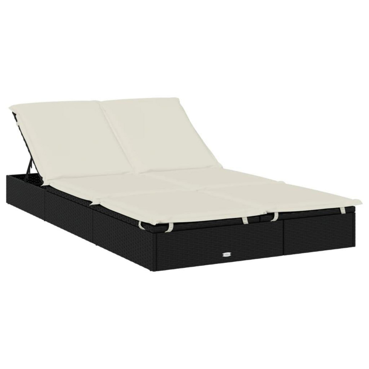 VIDAXL Chaise longue a 2 places avec coussins noir resine tressee