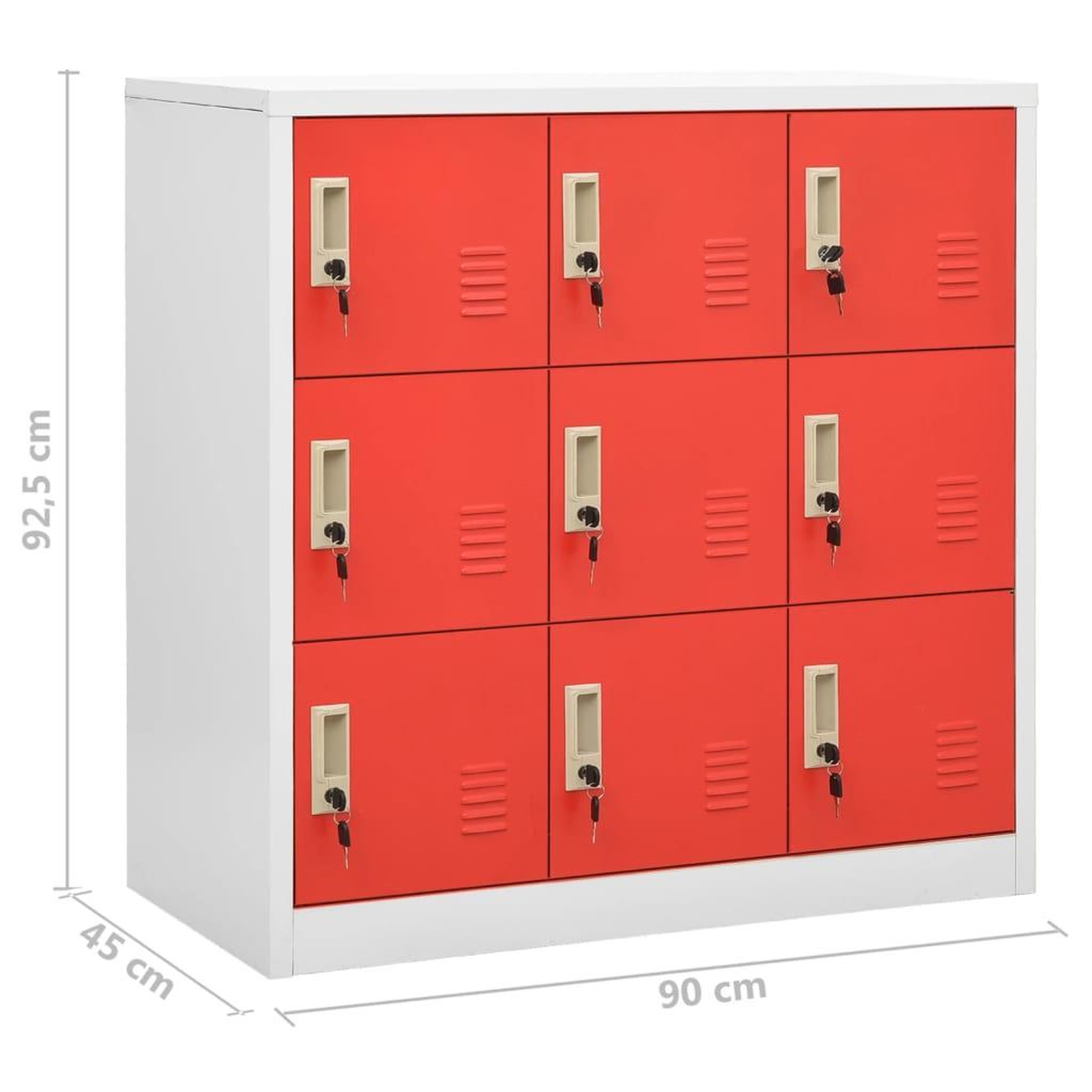 Voir la diapositive 6 : VIDAXL Armoires a casiers 2 pcs Gris clair et rouge 90x45x92,5cm Acier