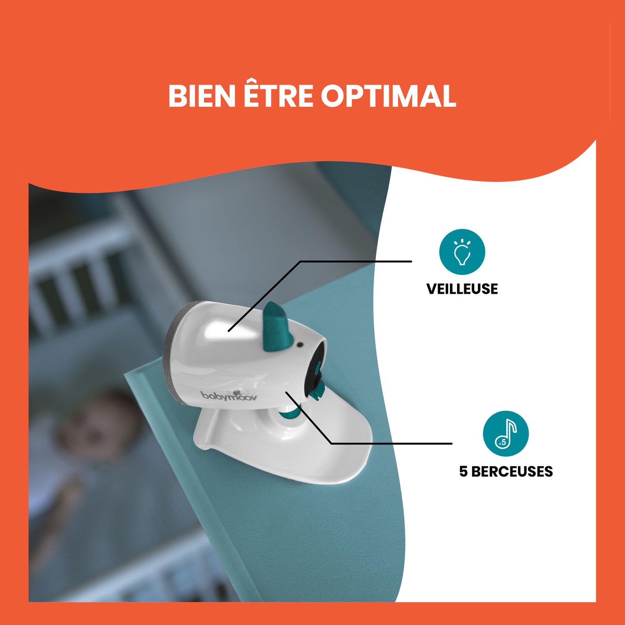 Voir la diapositive 5 : BABYMOOV Babyphone vidéo à écran tactile Yoo Feel - Blanc