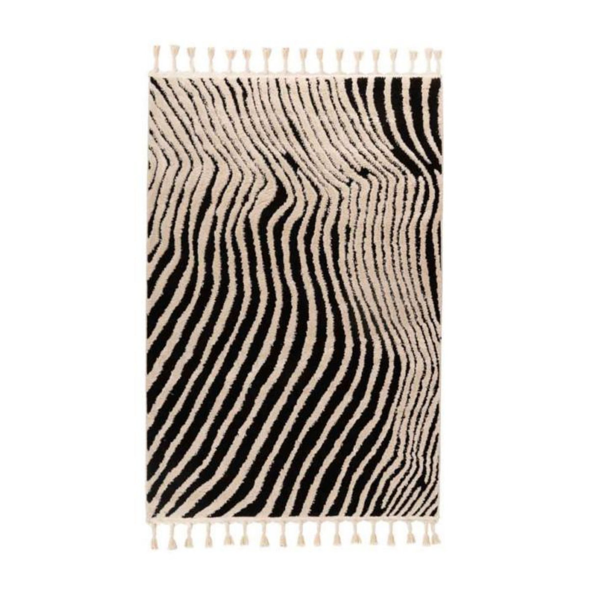 Paris Prix Tapis Tissé Ethnique avec Franges  Lovis VI  Noir