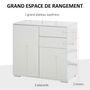 Voir la diapositive 4 : HOMCOM Commode buffet meuble de rangement 2 tiroirs 2 portes avec étagère 79 x 36 x 74 cm blanc