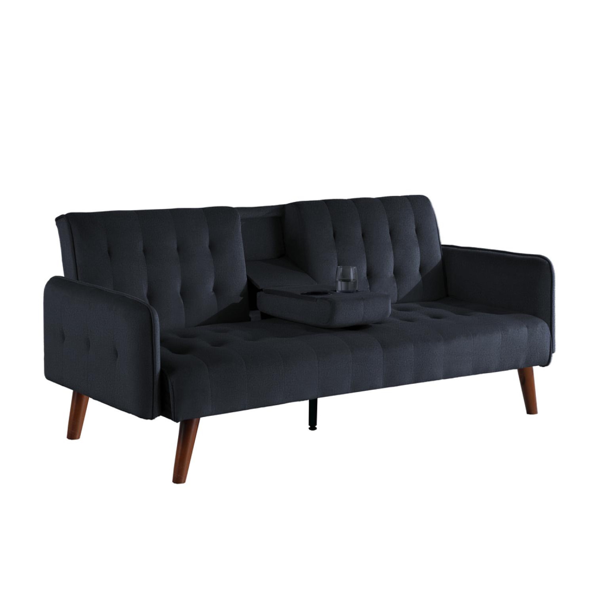 CONCEPT USINE Canapé 3 places convertible avec tablette centrale rabattable noir inverness