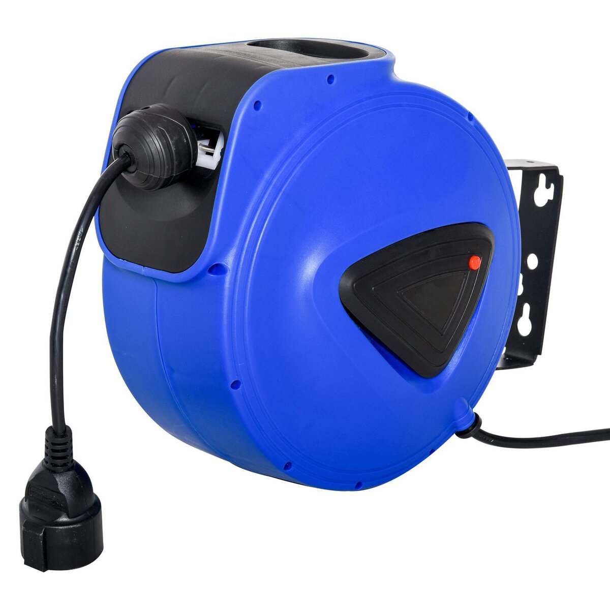 HOMCOM Enrouleur de câble électrique automatique 15 m - enrouleur électrique  pivotant 180° support mural intégré bleu noir pas cher 
