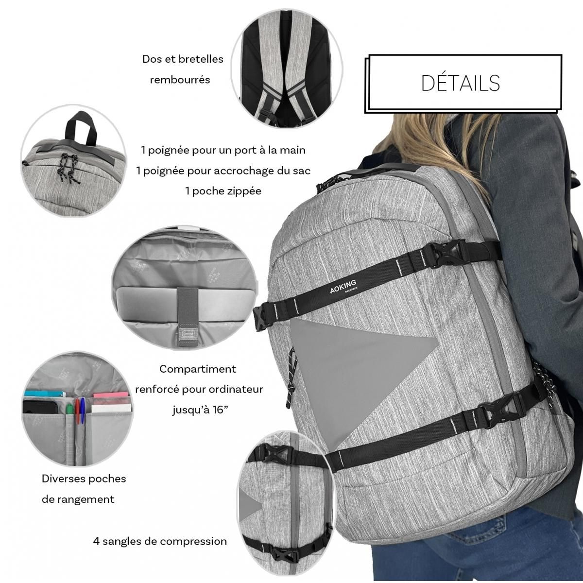 Bleucerise Sac à dos porte-ordinateur Aoking 16''