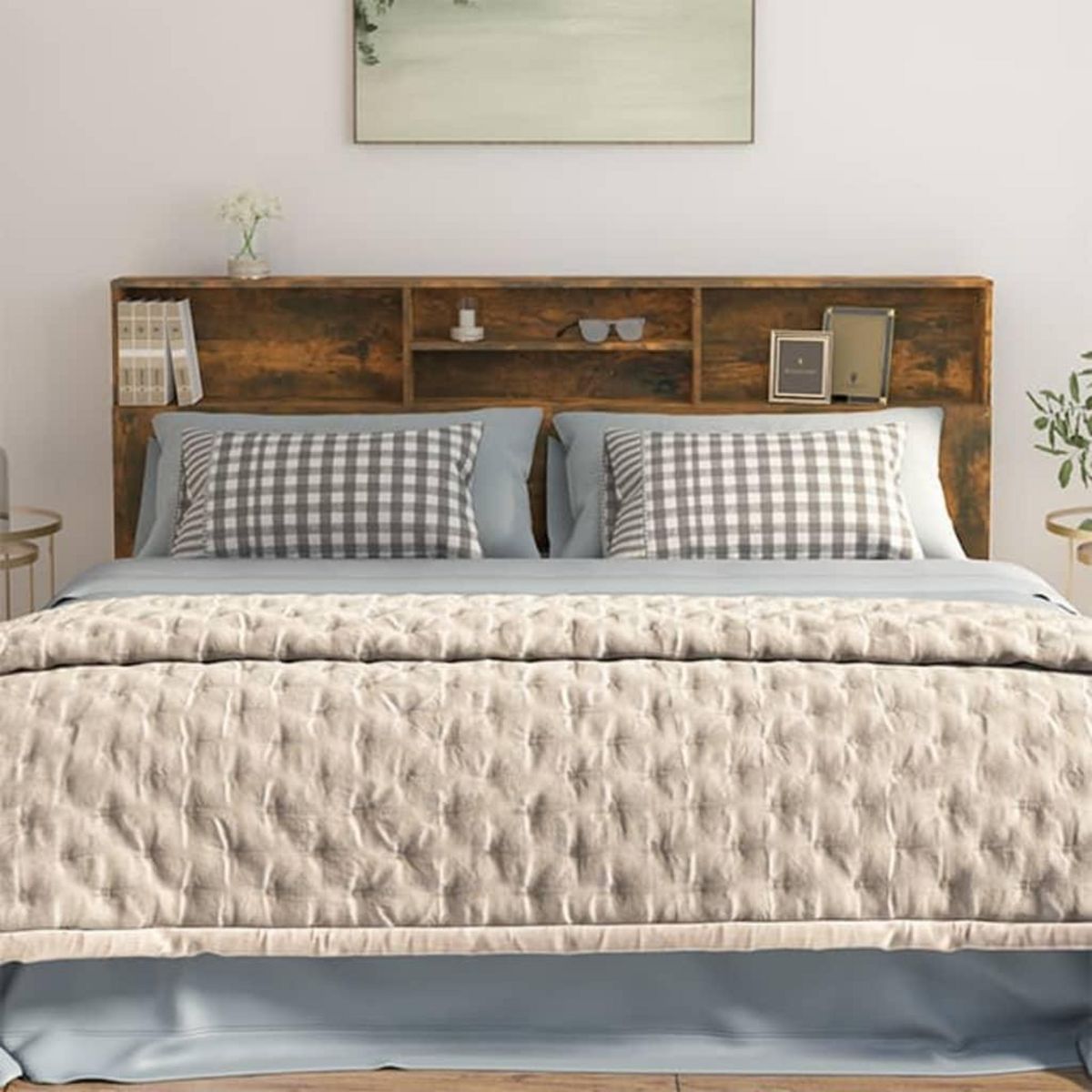 VIDAXL Armoire de tete de lit Chene fume 200x19x103,5 cm