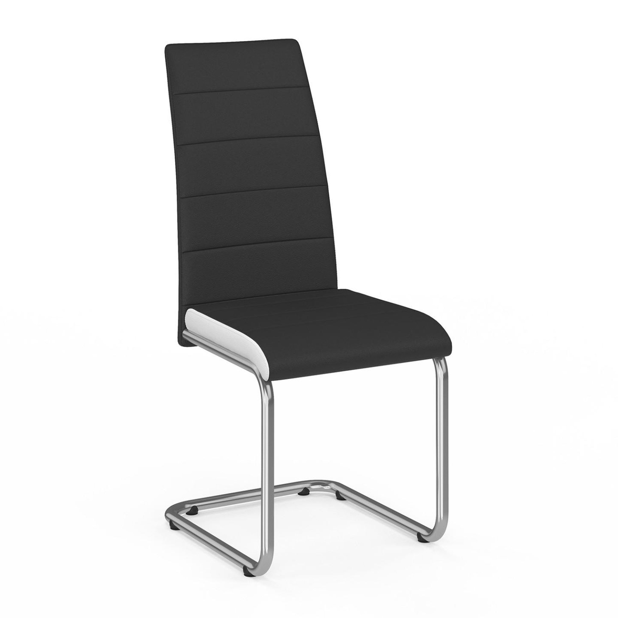 Voir la diapositive 3 : ID MARKET Lot de 4 chaises mia noires liseré blanc pour salle à manger