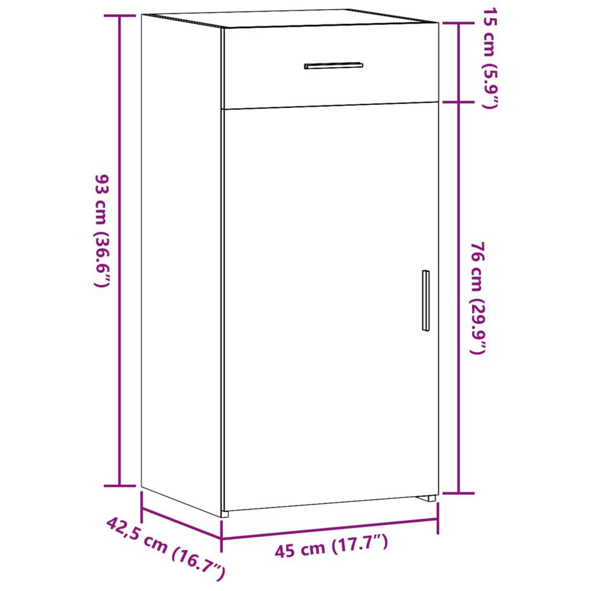 Voir la diapositive 6 : VIDAXL Buffet chene sonoma 45x42,5x93 cm bois d'ingenierie