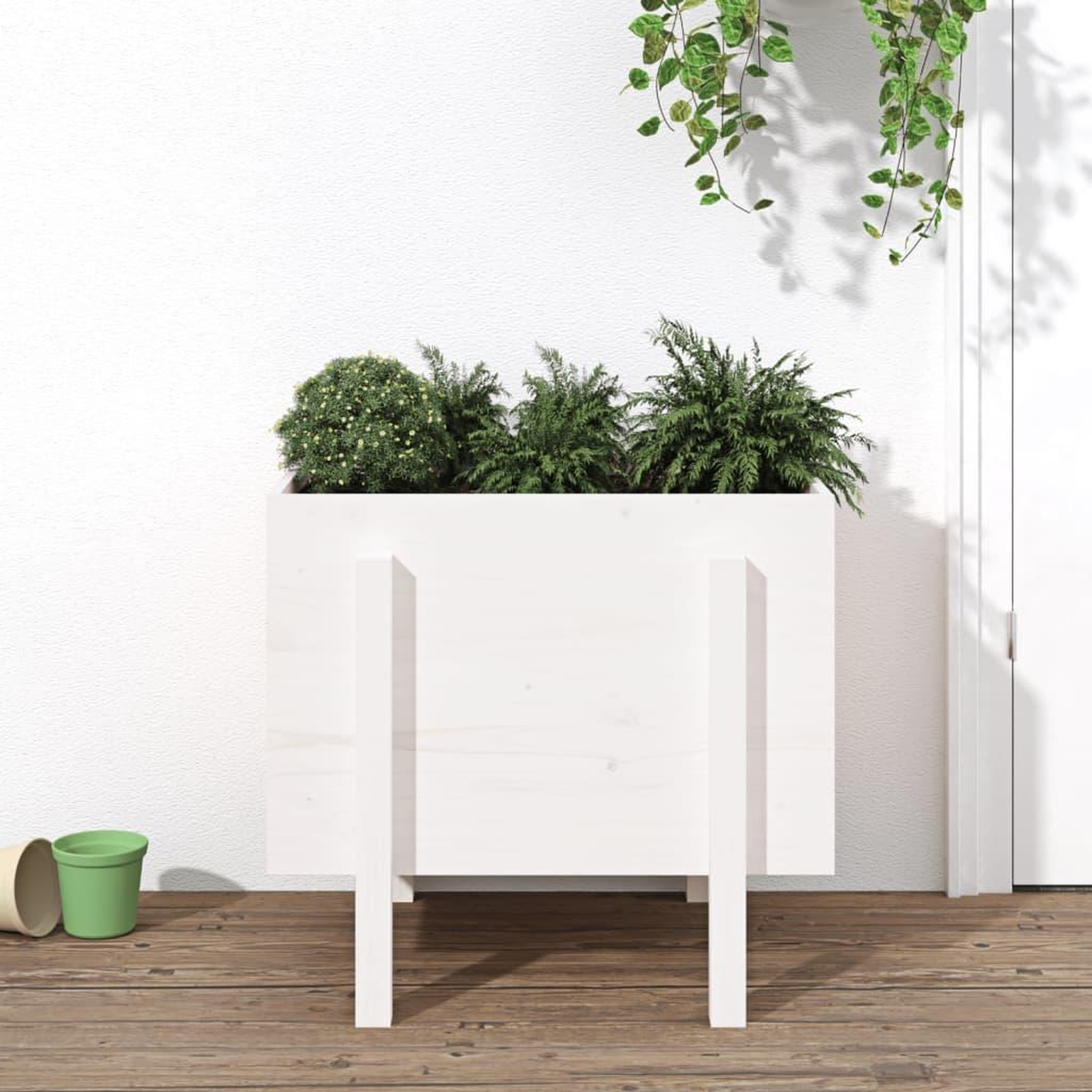VIDAXL Jardiniere blanc 62x50x57 cm bois massif de pin