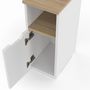 Voir la diapositive 5 : ID MARKET Lot de 2 tables de chevet ANOUK 1 porte avec niche blanc et bois