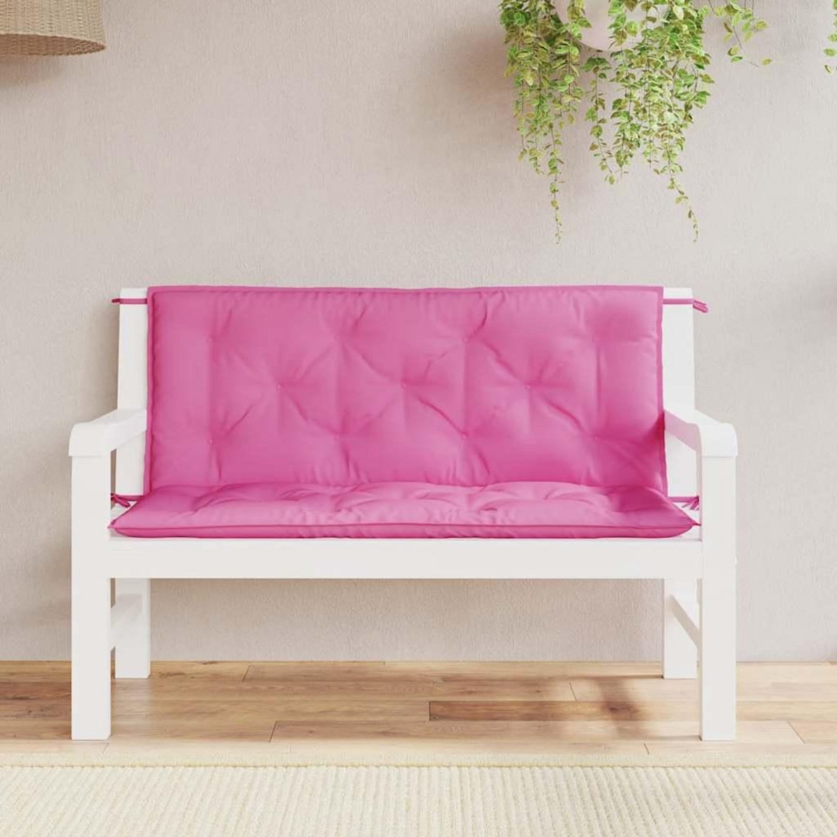 VIDAXL Coussins de banc de jardin lot de 2 rose 120x50x7 cm tissu