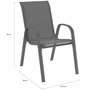 Voir la diapositive 6 : ID MARKET Salon de jardin MADRID table 190 CM et 8 chaises empilables gris anthracite plateau transparent