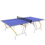 Voir la diapositive 1 : HOMCOM Table de ping pong pliable en 4 - dim. 274 x 152,5 x 76 cm - filet, 2 raquettes, 3 balles inclus - jaune blanc bleu