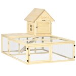 PAWHUT Clapier enclos cage à lapin 2 niveaux dim. 151L x 106l x 97H cm - aire de jeu, rampe, portes verouillables - bois sapin