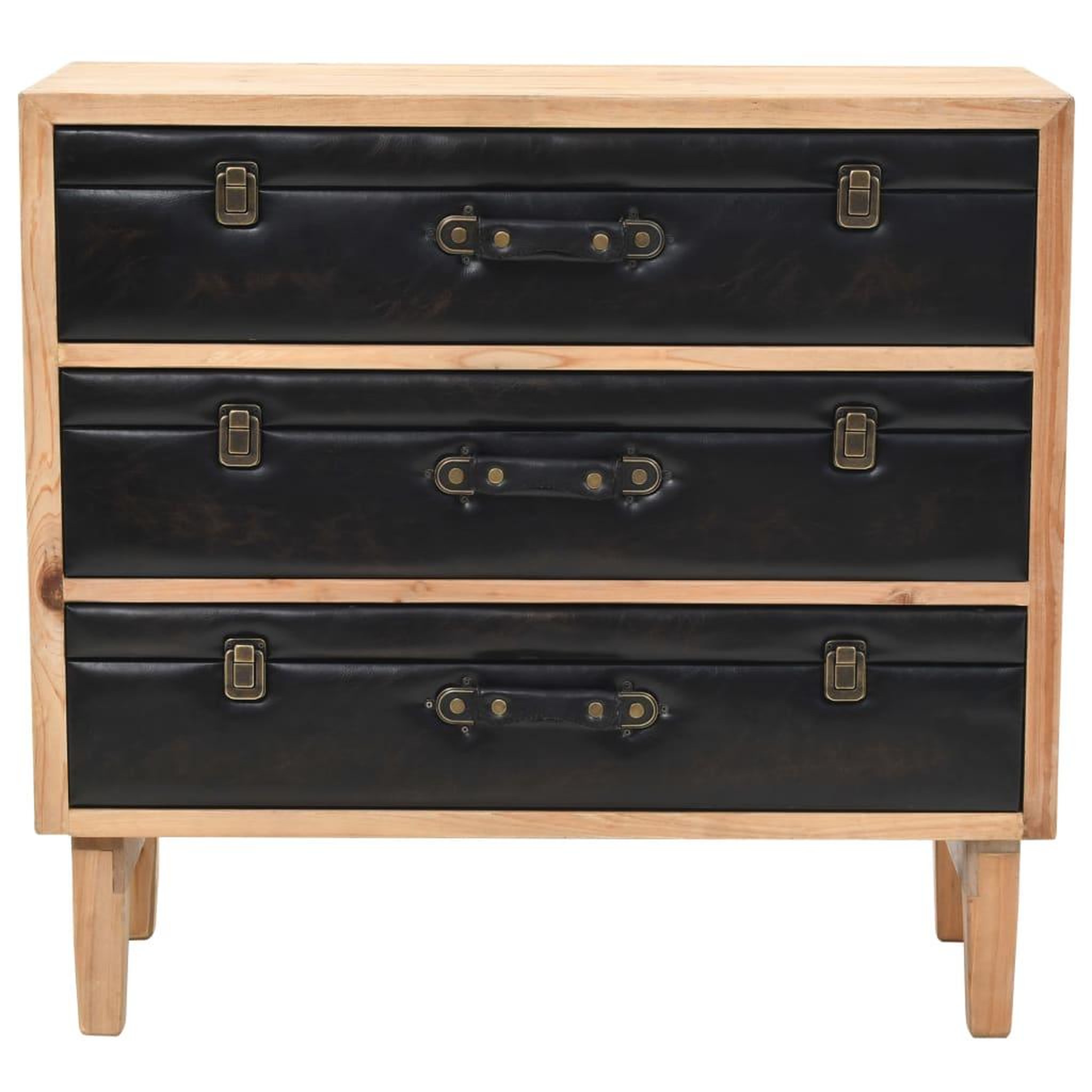 Voir la diapositive 2 : VIDAXL Armoire a tiroirs bois de sapin massif 80x36x75 cm