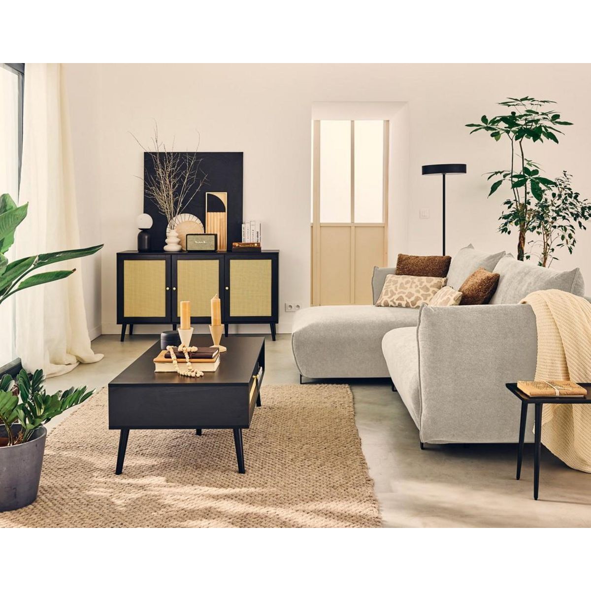 LISA DESIGN Gianni - canapé d'angle gauche 4 places convertible avec coffre en tissu