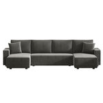 CONCEPT USINE Canapé convertible 6 places avec coffre en velours côtelé anthracite SALISBURY