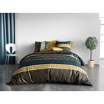 ATELIER DU COTON Parure housse de couette 100%coton 57fils qobe. Coloris disponibles : Vert