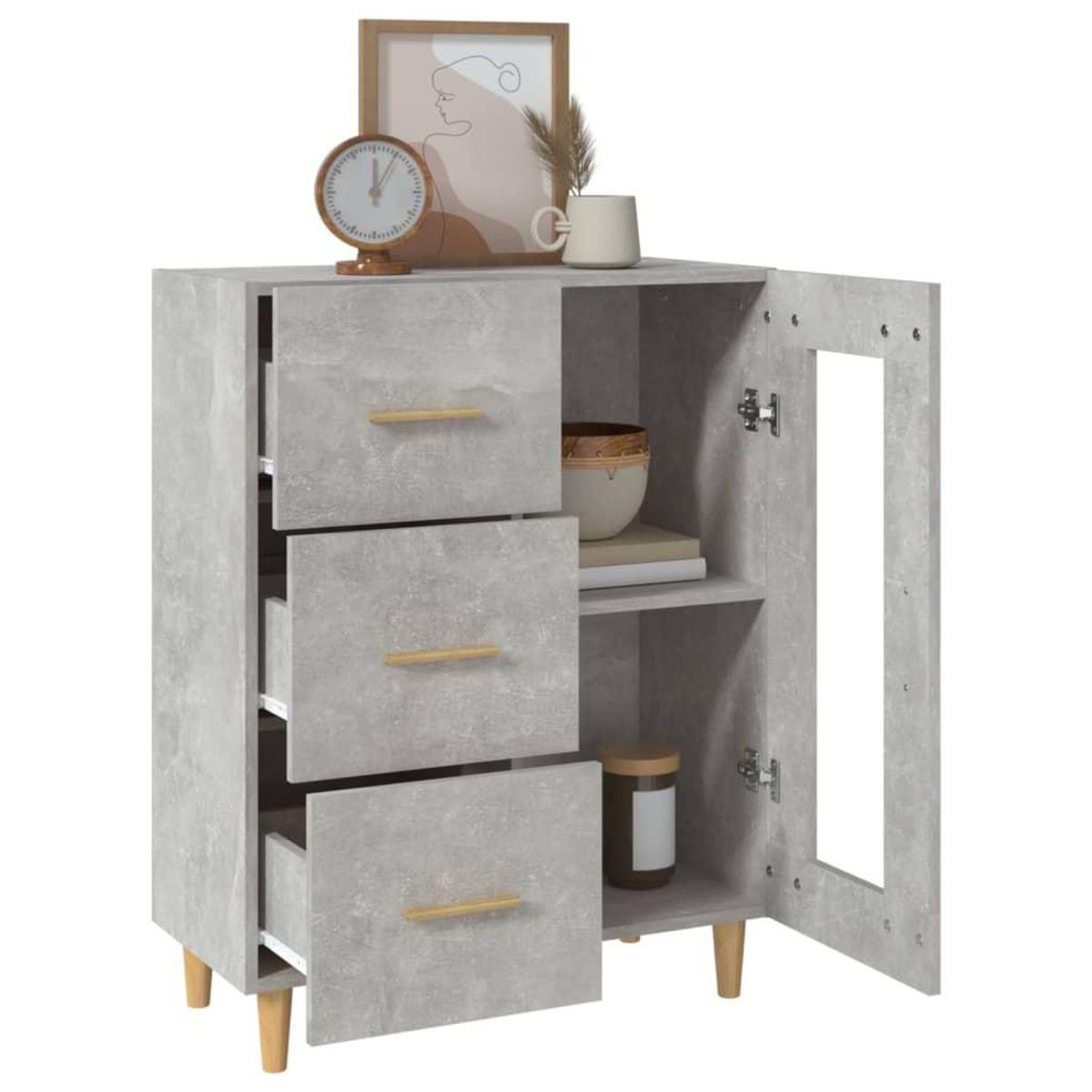 VIDAXL Buffet gris beton 69,5x34x90 cm bois d'ingenierie