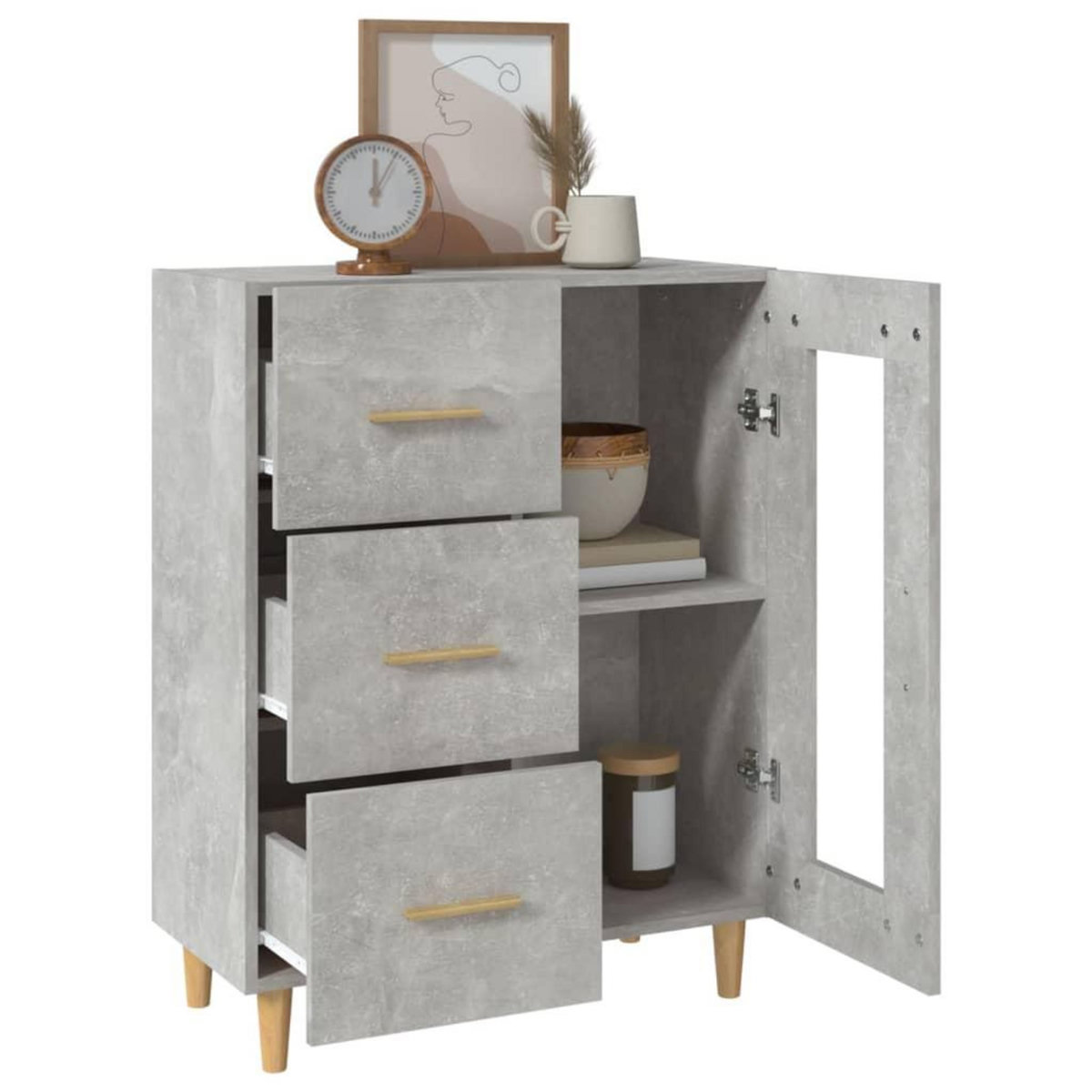 VIDAXL Buffet gris beton 69,5x34x90 cm bois d'ingenierie