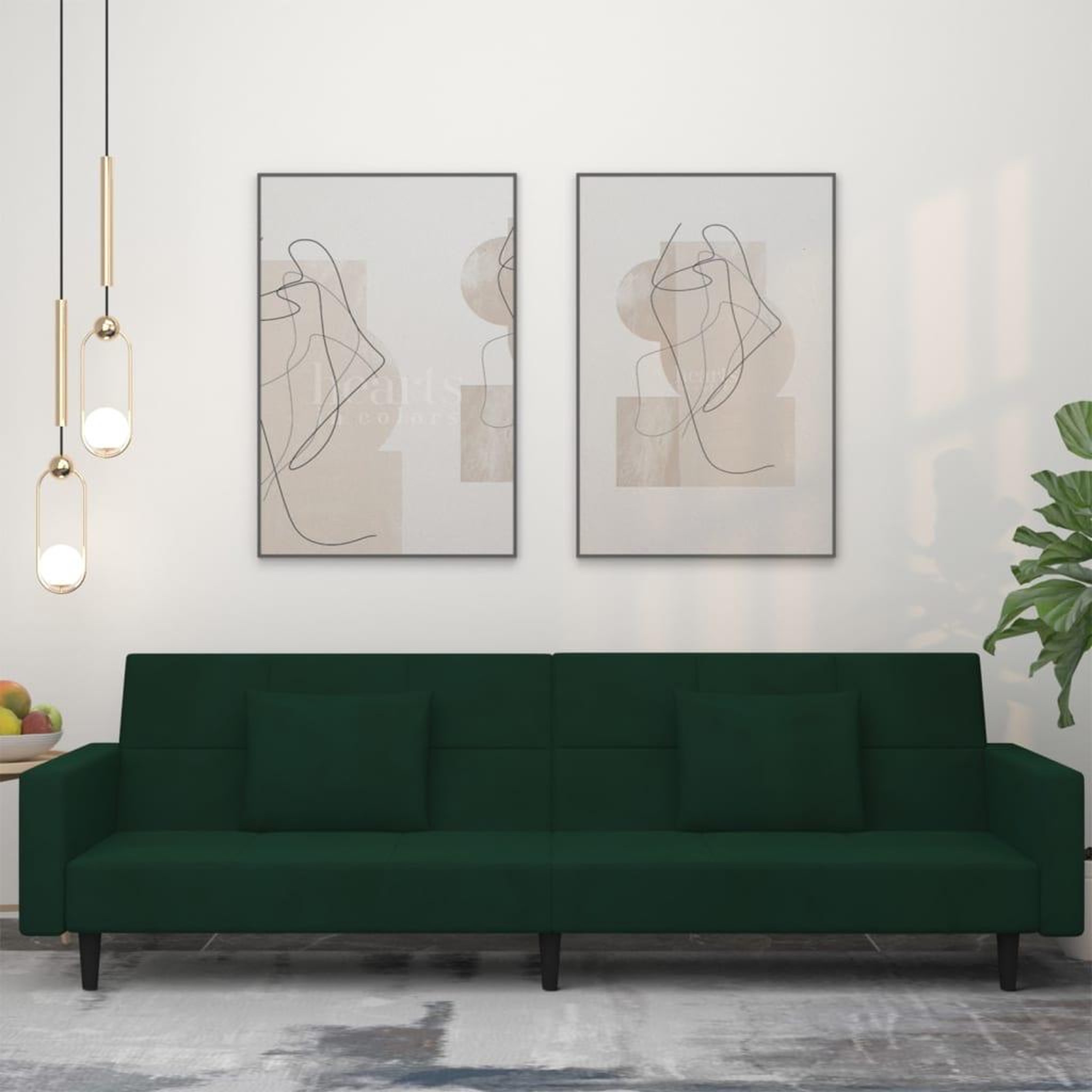 Voir la diapositive 1 : VIDAXL Canape-lit a 2 places avec deux oreillers Vert fonce Velours
