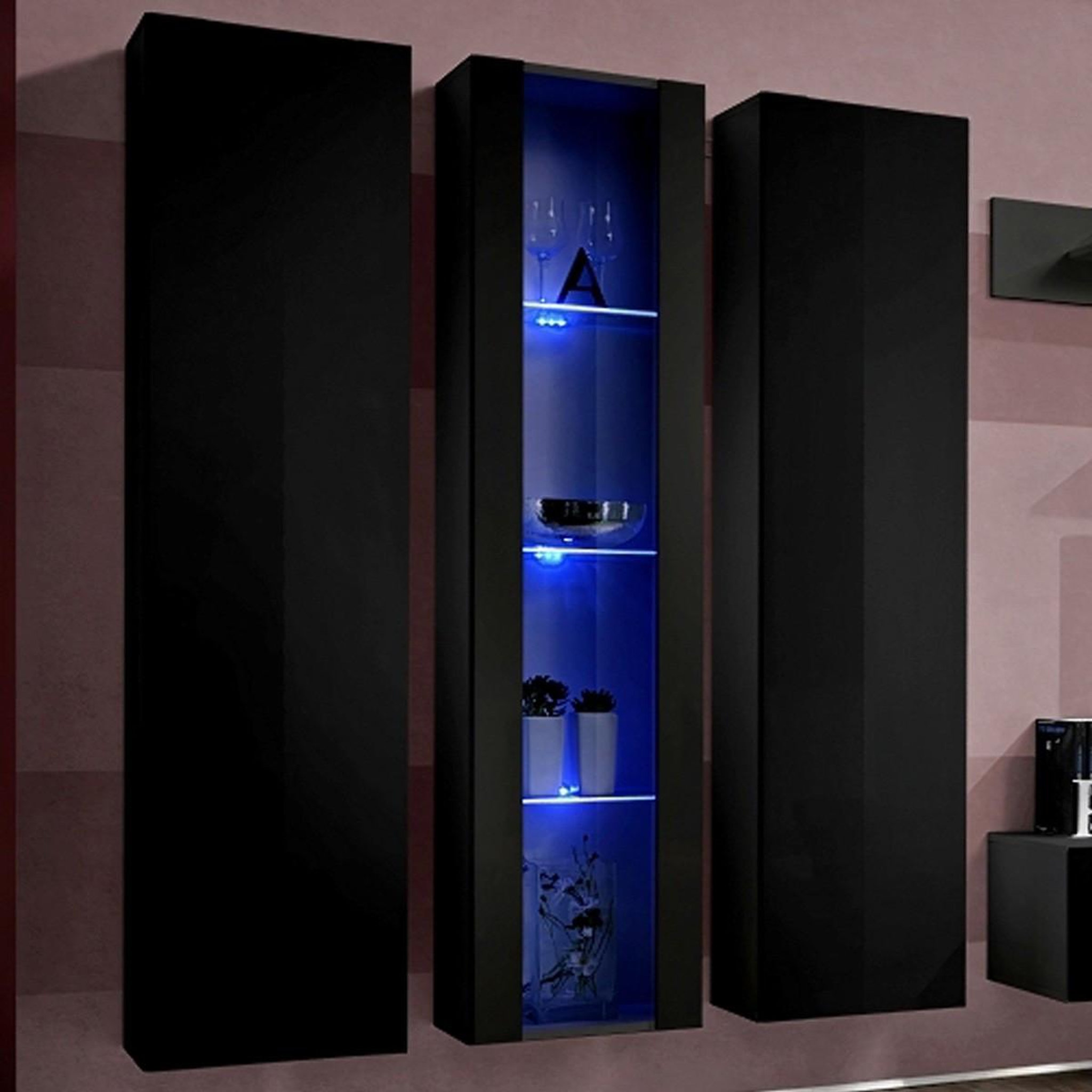 Voir la diapositive 2 : Paris Prix Ensemble meuble tv mural  fly c4  310cm noir