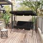 Voir la diapositive 2 : OUTSUNNY Balancelle de jardin 3 places toit inclinaison réglable coussins assise et dossier 1,72L x 1,1l x 1,52H m acier noir polyester noire