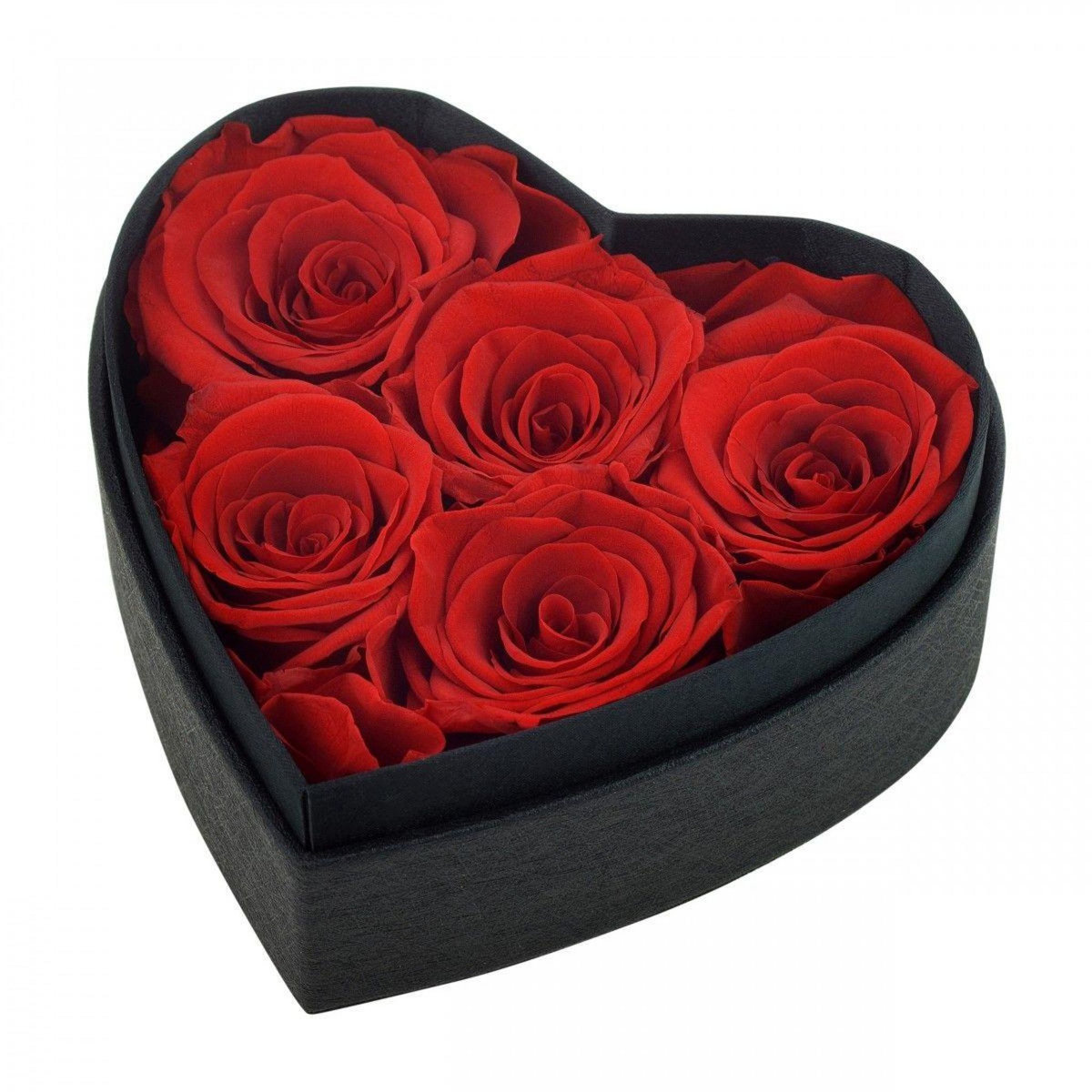 SC CRYSTAL Coffret cœur décoré de roses éternelles rouges