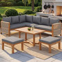 Voir la diapositive 1 : MERAX Salon de jardin 6 place en bois avec coussins