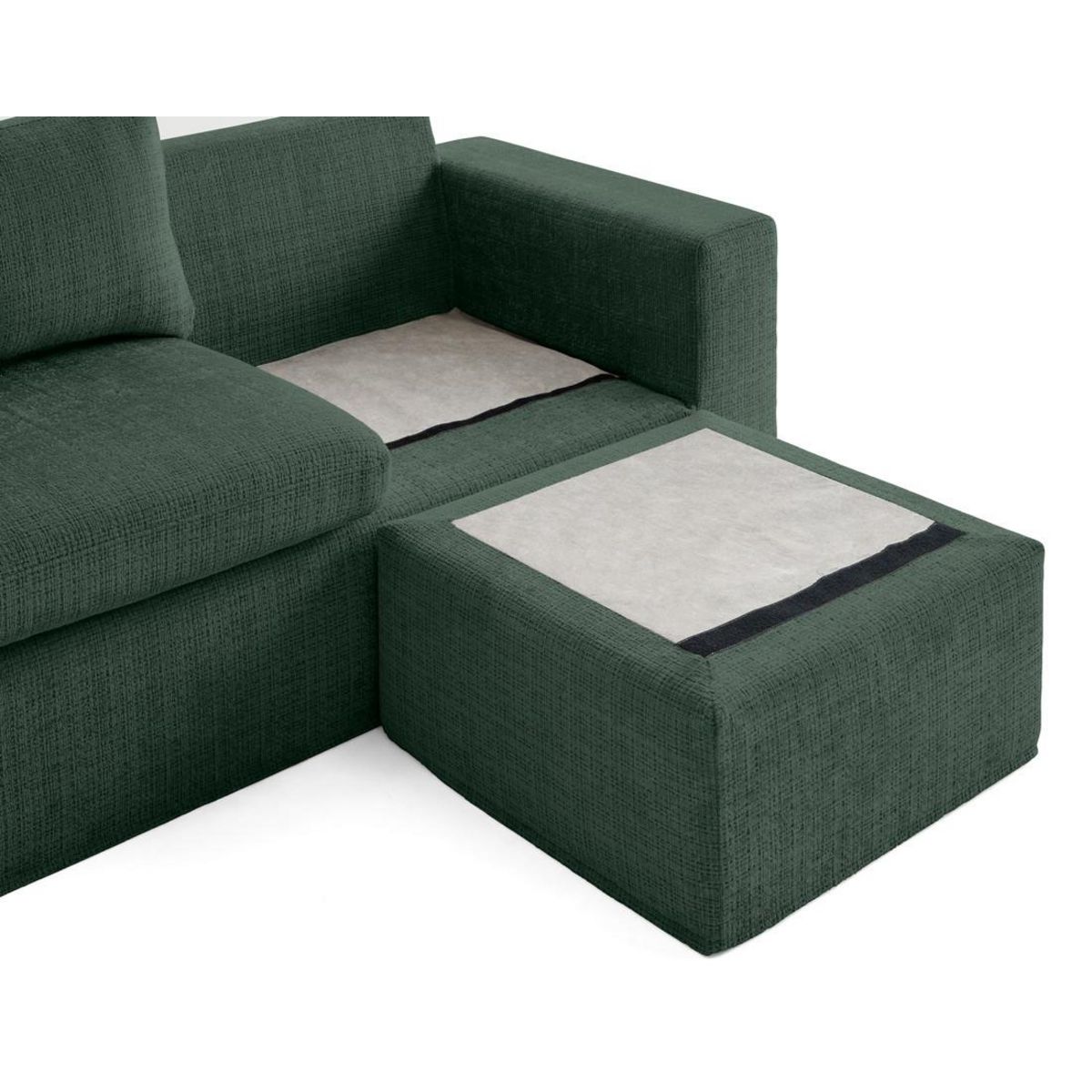 LISA DESIGN Calgary - canapé d'angle déhoussable et modulable 3 places + 1 pouf en velours texturé