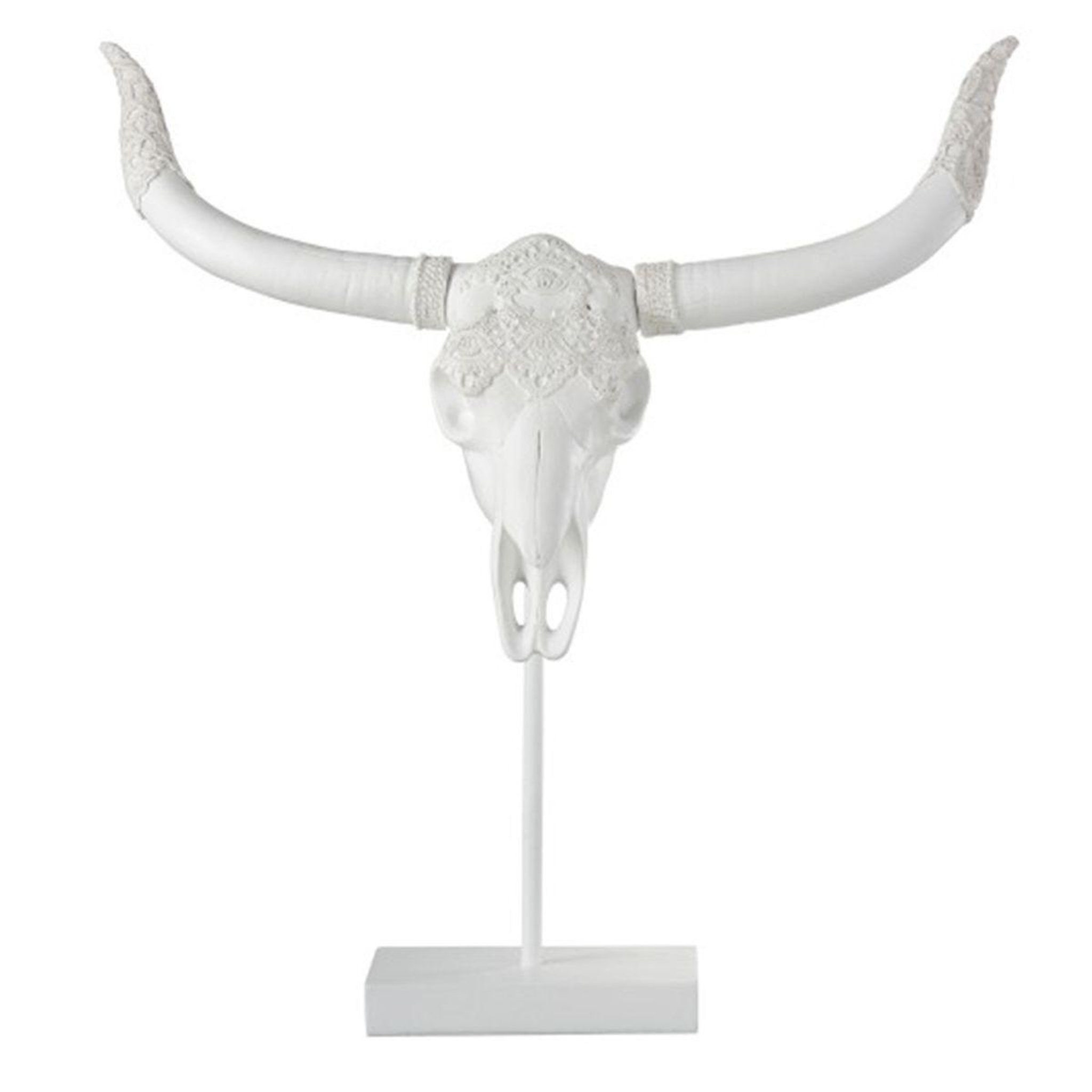 J-LINE Statue déco en résine  crane  55cm blanc