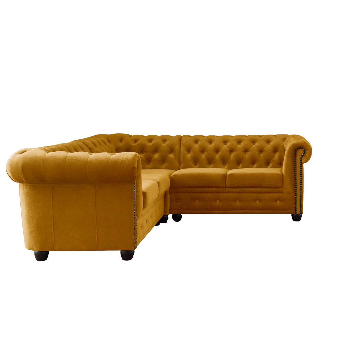 LISA DESIGN William - canapé chesterfield d'angle réversible - 5 places - en velours