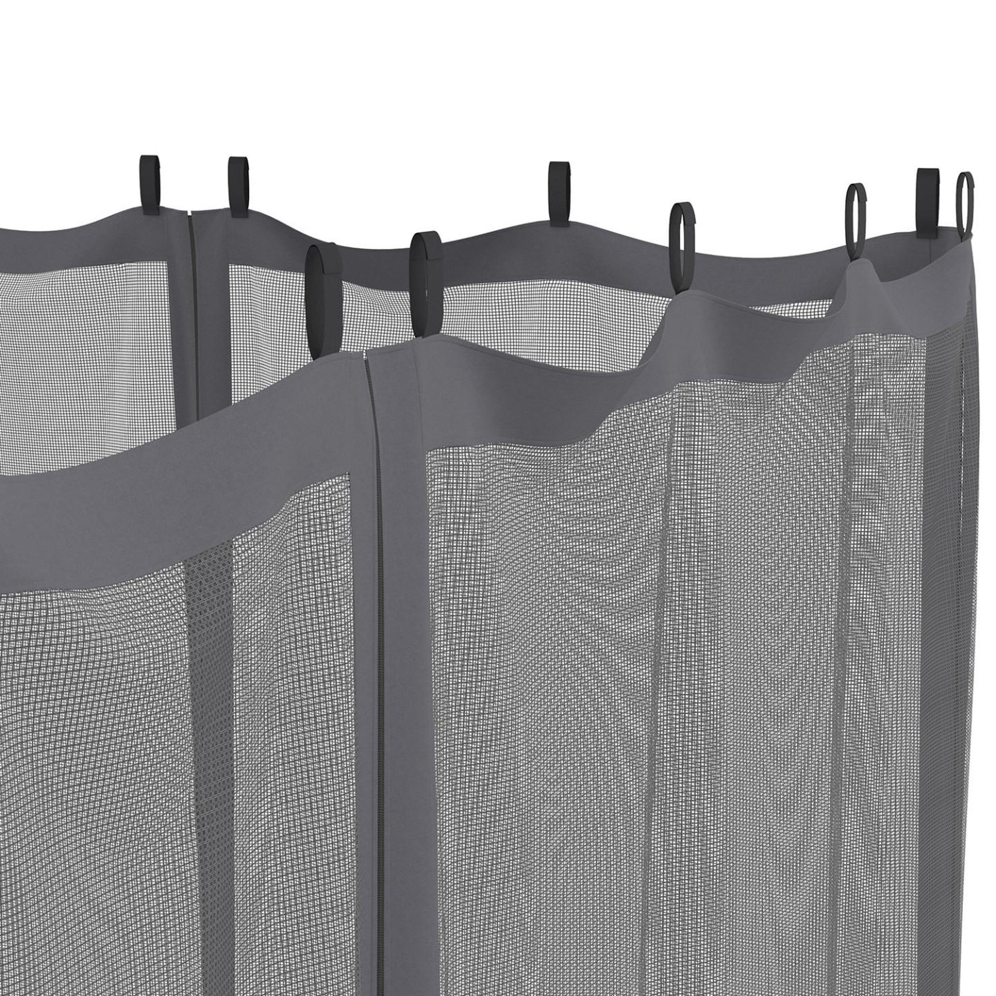 Voir la diapositive 5 : ID MARKET Lot de 4 moustiquaires pour pergola 3x4 gris zippés + crochets