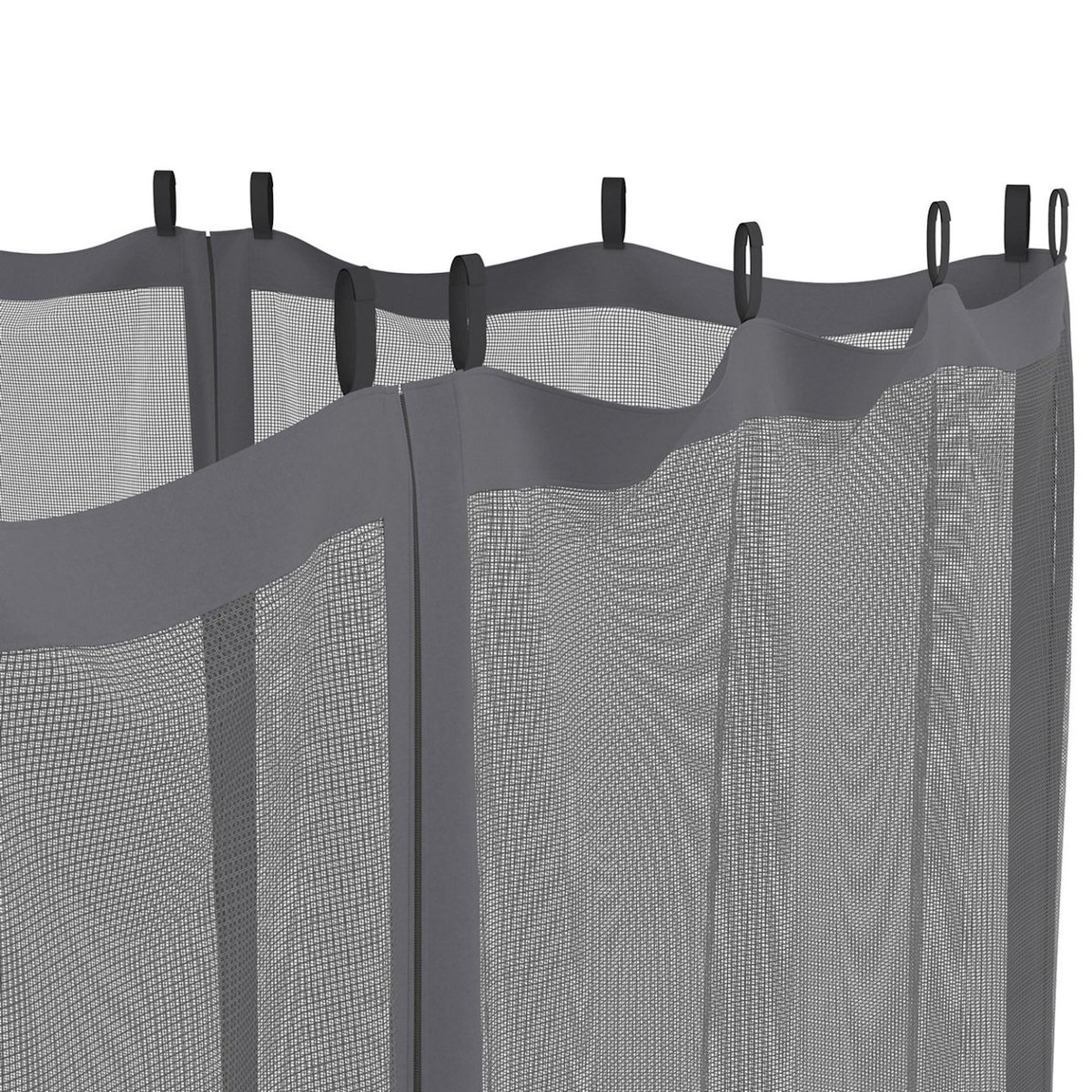 ID MARKET Lot de 4 moustiquaires pour pergola 3x4 gris zippés + crochets