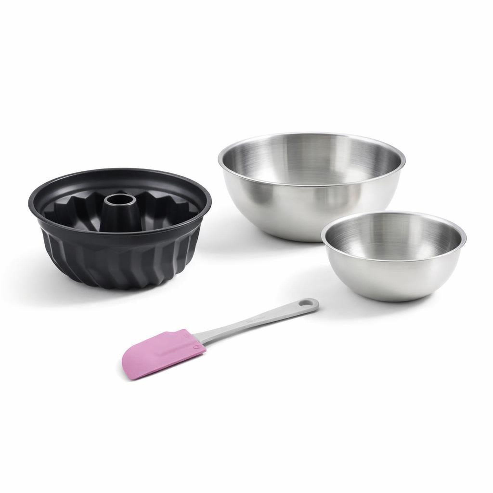 ZENKER Set de 4 ustensiles de pâtisserie moule à gâteaux 2 bols et spatule black mettallic black mettallic zenker  black mettallic