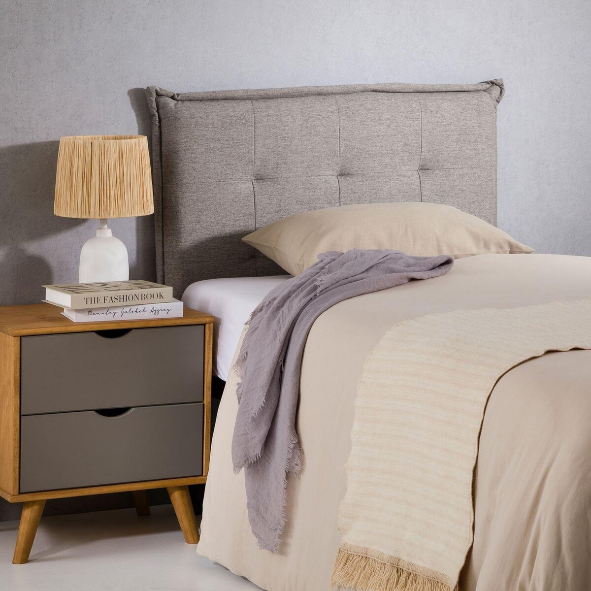 IDIMEX Tête de lit JALEYA 90 capitonnée sur pieds, en tissu