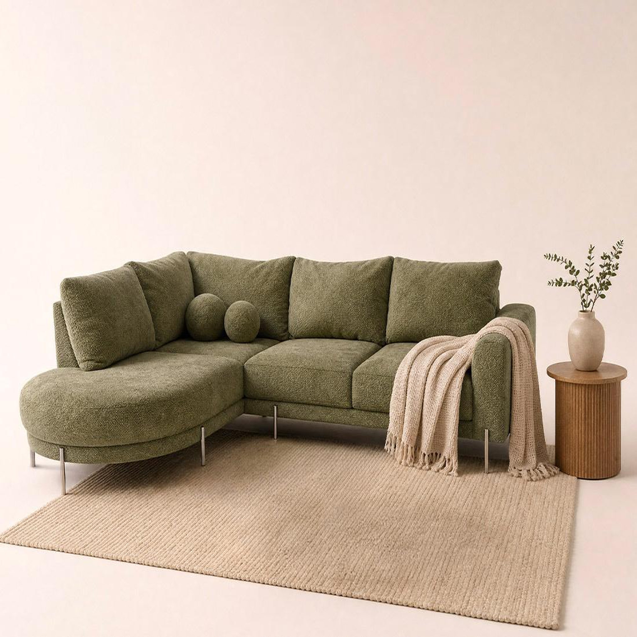 Voir la diapositive 2 : BEST MOBILIER Gabin - canapé d'angle gauche 5 places en velours texturé