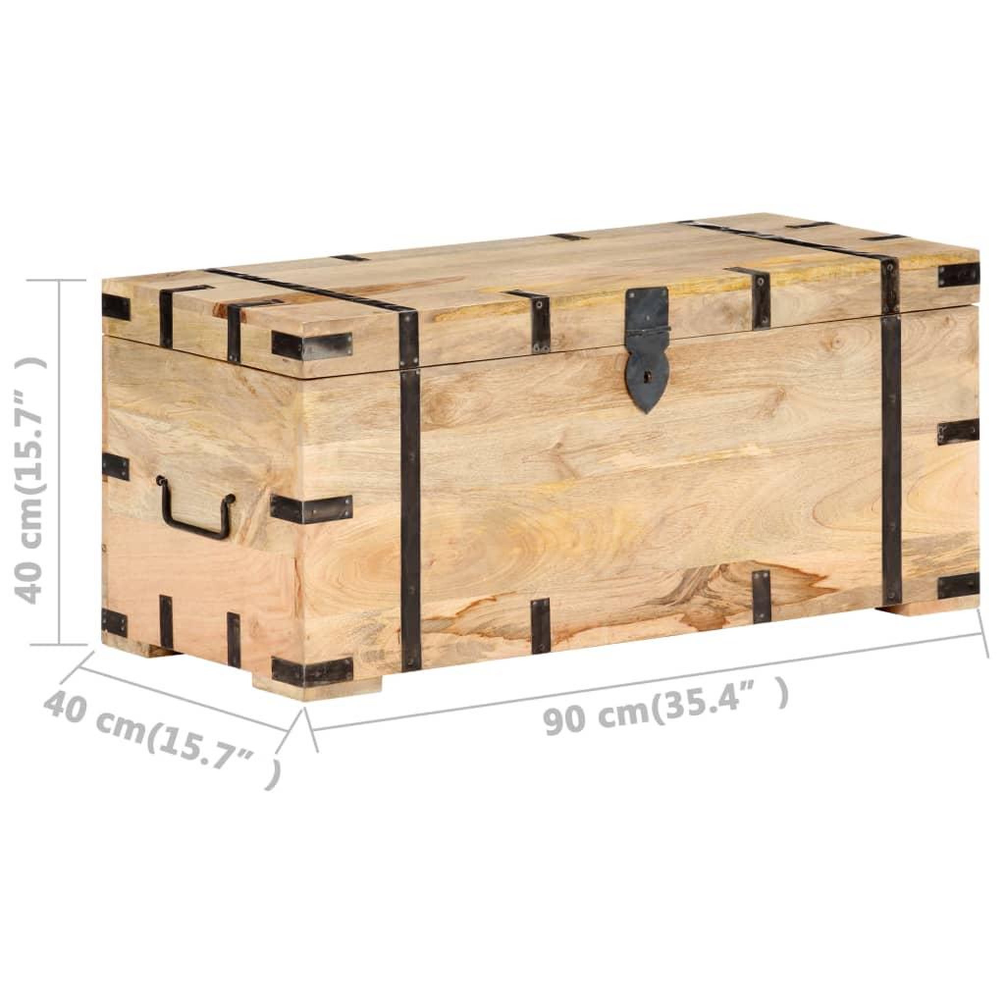 Voir la diapositive 6 : VIDAXL Coffre 90x40x40 cm Bois solide de manguier