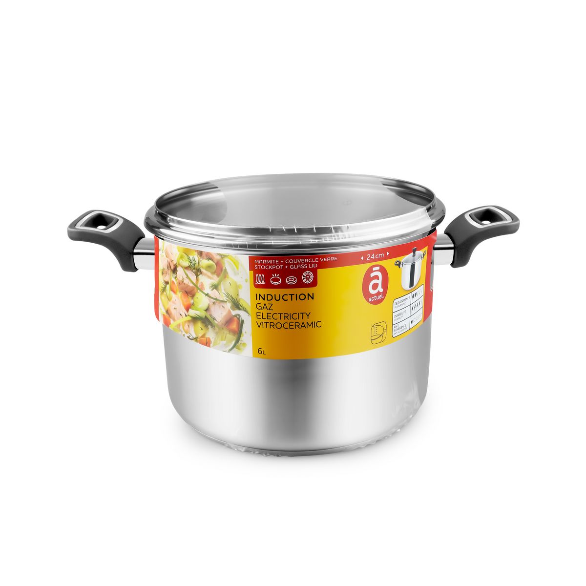 ACTUEL Faitout induction inox 24 cm - 6 litres