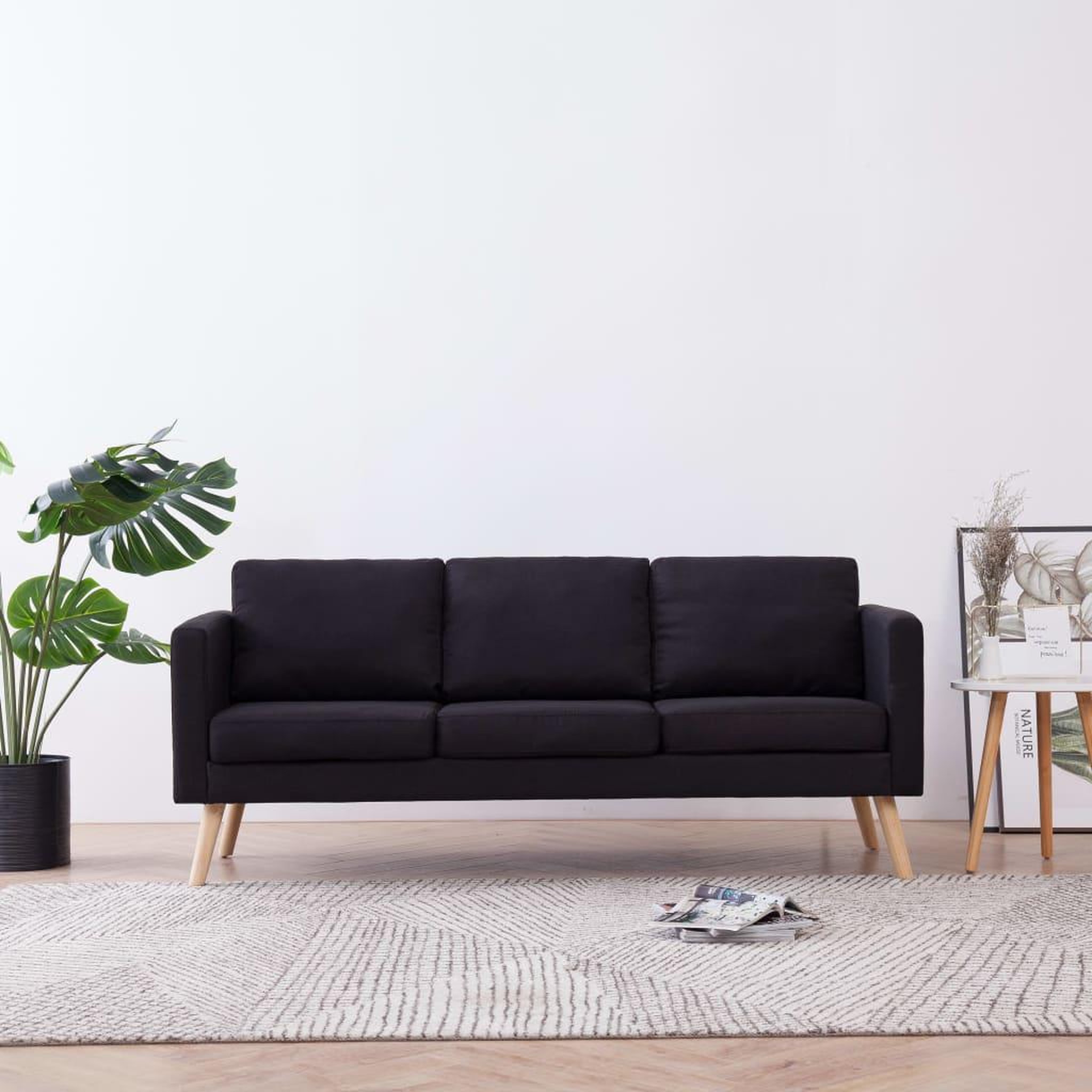 Voir la diapositive 1 : VIDAXL Canape a 3 places Tissu Noir