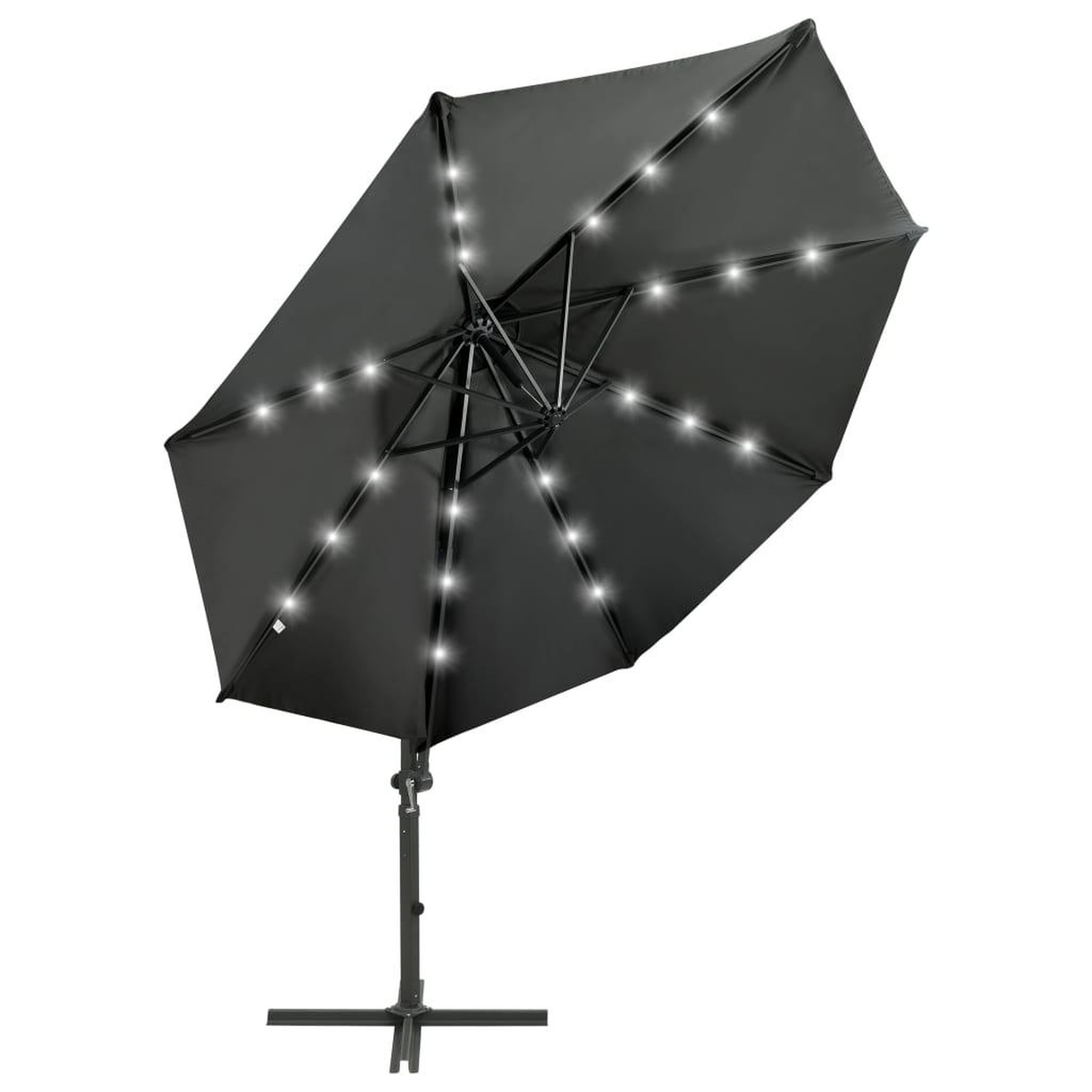 Voir la diapositive 2 : VIDAXL Parasol de jardin en porte-a-faux avec mat et lumieres LED
