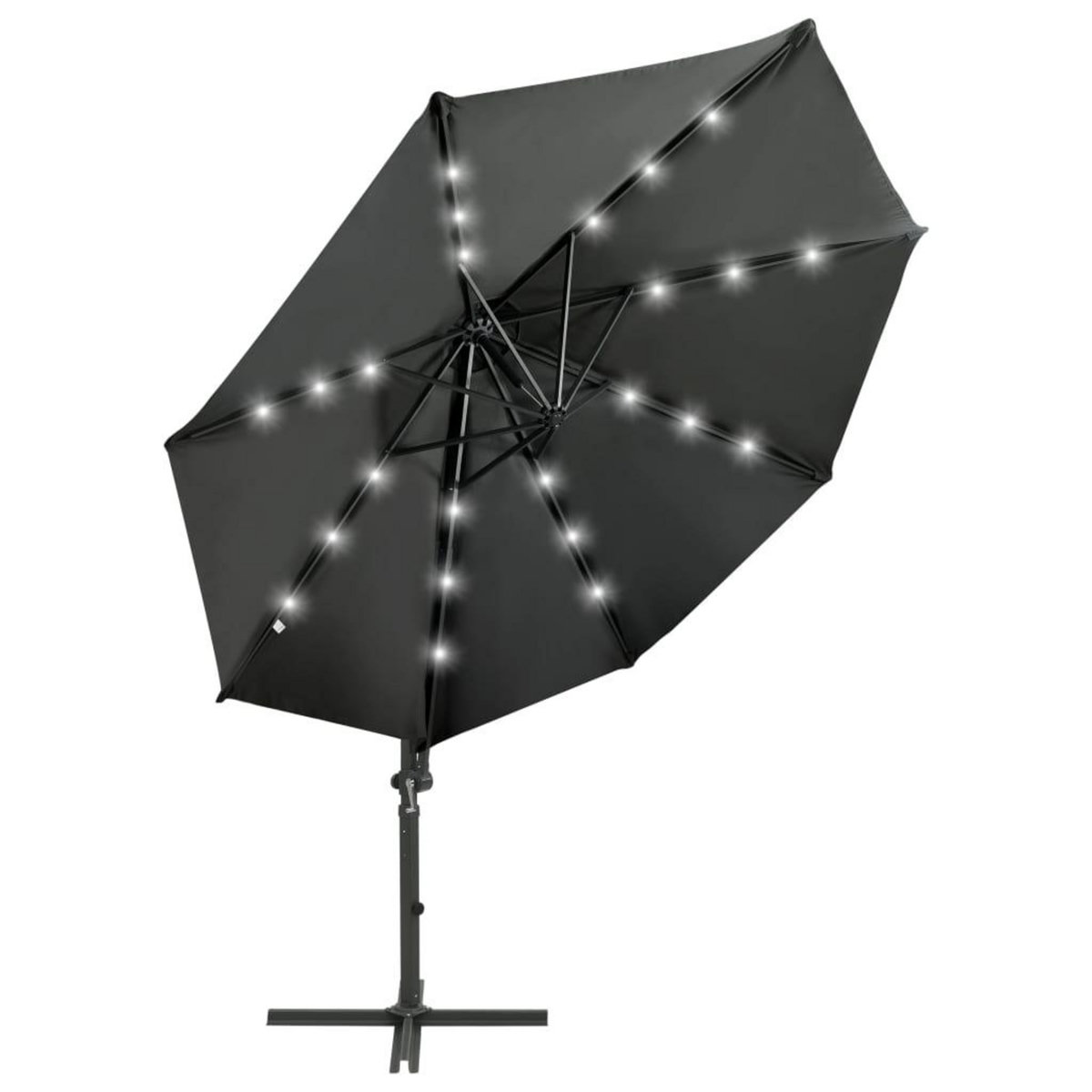 VIDAXL Parasol de jardin en porte-a-faux avec mat et lumieres LED