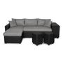Voir la diapositive 4 : Canapé d'angle réversible convertible avec coffre + 2 poufs avec niche fixe à droite ANETTA