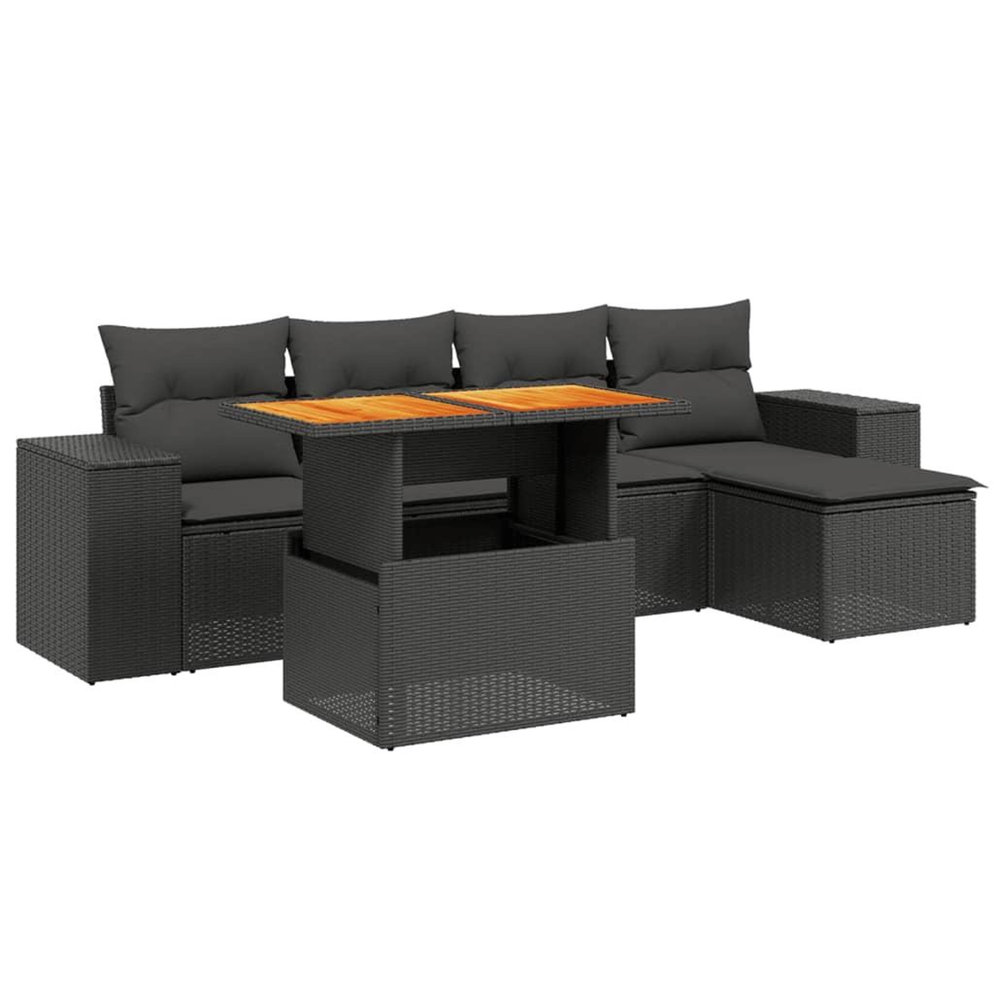 Voir la diapositive 2 : VIDAXL Salon de jardin 6 pcs avec coussins noir resine tressee
