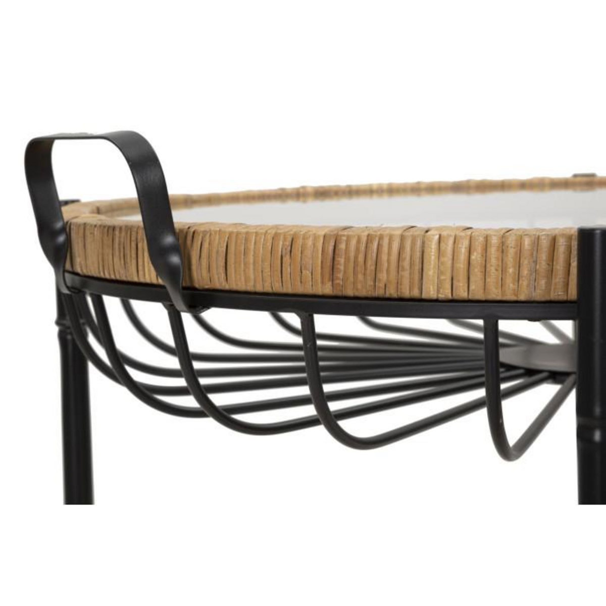 Paris Prix Table Basse à Roulettes  Cebu  70cm Noir & Naturel