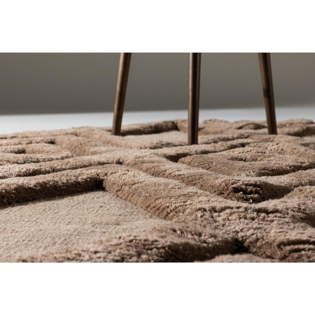 Paris Prix Tapis Déco Rond en Laine  Dahlia  200cm Marron Foncé