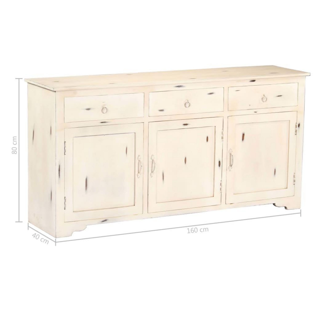 VIDAXL Buffet Blanc 160x40x80 cm Bois de manguier massif