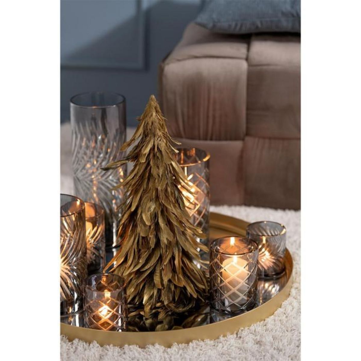 Paris Prix Statuette Cône  Plumes Déco  40cm Or